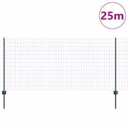 vidaXL Recinzione con pali. Verde 1 x 25 m Acciaio - Vista aggiuntiva 3
