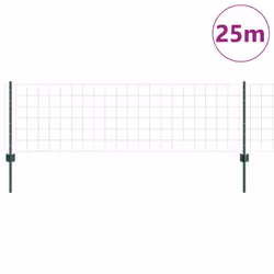 vidaXL Recinzione con pali. Verde 0.6 x 25 m Acciaio - Vista aggiuntiva 3