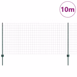 vidaXL Recinzione con pali. Verde 1 x 10 m Acciaio - Vista aggiuntiva 3