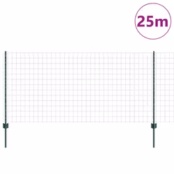 vidaXL Recinzione con pali. Verde 1 x 25 m Acciaio - Vista aggiuntiva 3