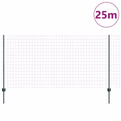 vidaXL Recinzione con pali. Verde 1.2 x 25 m Acciaio - Vista aggiuntiva 3