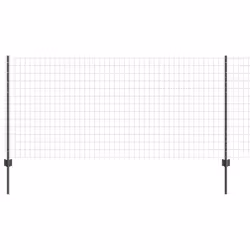 vidaXL Recinzione con pali. Grigio 1 x 10 m Acciaio - Vista aggiuntiva 2