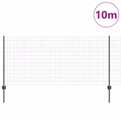 vidaXL Recinzione con pali. Grigio 1 x 10 m Acciaio - Vista aggiuntiva 3