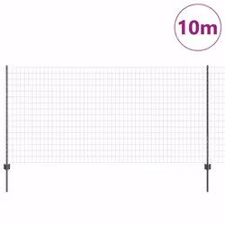 vidaXL Recinzione con pali. Grigio 1.2 x 10 m Acciaio - Vista aggiuntiva 3
