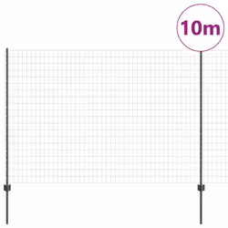 vidaXL Recinzione con pali. Grigio 1.5 x 10 m Acciaio - Vista aggiuntiva 3