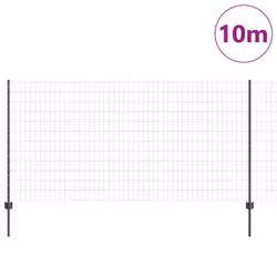vidaXL Recinzione con pali. Grigio 1.2 x 10 m Acciaio - Vista aggiuntiva 3