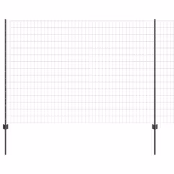vidaXL Recinzione con pali. Grigio 1.5 x 10 m Acciaio - Vista aggiuntiva 2