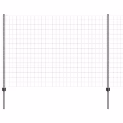 vidaXL Recinzione con pali. Grigio 1.5 x 10 m Acciaio - Vista aggiuntiva 2