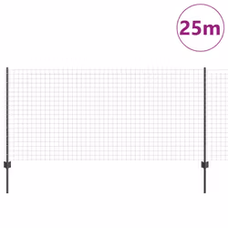 vidaXL Recinzione con pali. Grigio 1 x 25 m Acciaio - Vista aggiuntiva 3