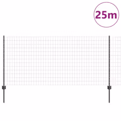 vidaXL Recinzione con pali. Grigio 1 x 25 m Acciaio - Vista aggiuntiva 3