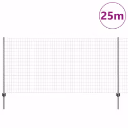 vidaXL Recinzione con pali. Grigio 1.2 x 25 m Acciaio - Vista aggiuntiva 3