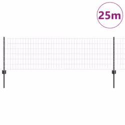 vidaXL Recinzione con pali. Grigio 0.6 x 25 m Acciaio - Vista aggiuntiva 3