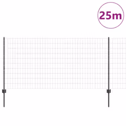 vidaXL Recinzione con pali. Grigio 1 x 25 m Acciaio - Vista aggiuntiva 3