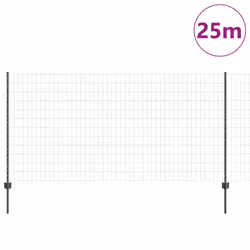 vidaXL Recinzione con pali. Grigio 1.2 x 25 m Acciaio - Vista aggiuntiva 3