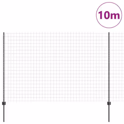 vidaXL Recinzione con pali. Grigio 1.6 x 10 m Acciaio - Vista aggiuntiva 3