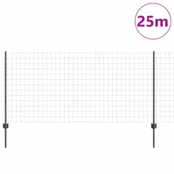vidaXL Recinzione con pali. Grigio 1 x 25 m Acciaio - Vista aggiuntiva 3