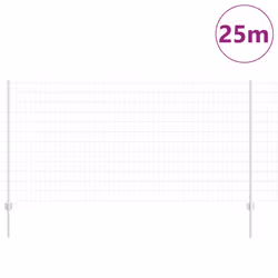 vidaXL Recinzione con pali. Argento 1.2 x 25 m Acciaio - Vista aggiuntiva 3