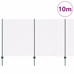 vidaXL Recinzione con pali. Verde 1.4 x 10 m Acciaio - Vista aggiuntiva 3