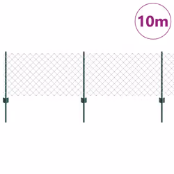 vidaXL Recinzione con pali. Verde 0.6 x 10 m Acciaio - Vista aggiuntiva 3
