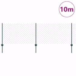 vidaXL Recinzione con pali. Verde 0.8 x 10 m Acciaio - Vista aggiuntiva 3