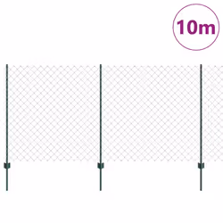 vidaXL Recinzione con pali. Verde 1.2 x 10 m Acciaio - Vista aggiuntiva 3