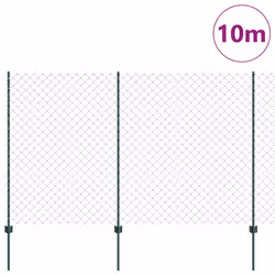 vidaXL Recinzione con pali. Verde 1.5 x 10 m Acciaio - Vista aggiuntiva 3