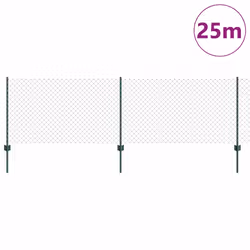 vidaXL Recinzione con pali. Verde 0.8 x 25 m Acciaio - Vista aggiuntiva 3