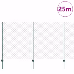 vidaXL Recinzione con pali. Verde 1.4 x 25 m Acciaio - Vista aggiuntiva 3