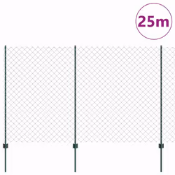 vidaXL Recinzione con pali. Verde 1.6 x 25 m Acciaio - Vista aggiuntiva 3
