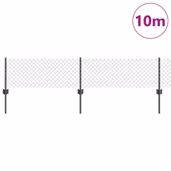 vidaXL Recinzione con pali. Grigio 0.4 x 10 m Acciaio - Vista aggiuntiva 3