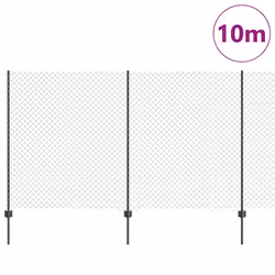 vidaXL Recinzione con pali. Grigio 1.4 x 10 m Acciaio - Vista aggiuntiva 3
