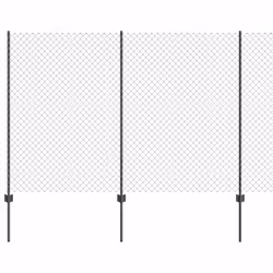 vidaXL Recinzione con pali. Grigio 1.5 x 10 m Acciaio - Vista aggiuntiva 2