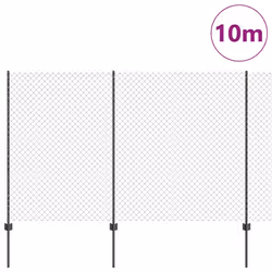 vidaXL Recinzione con pali. Grigio 1.5 x 10 m Acciaio - Vista aggiuntiva 3