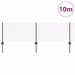 vidaXL Recinzione con pali. Grigio 0.6 x 10 m Acciaio - Vista aggiuntiva 3
