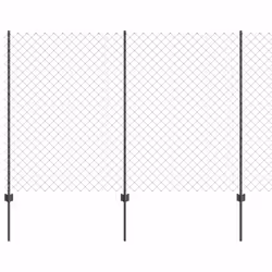vidaXL Recinzione con pali. Grigio 1.5 x 10 m Acciaio - Vista aggiuntiva 2