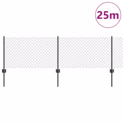 vidaXL Recinzione con pali. Grigio 0.6 x 25 m Acciaio - Vista aggiuntiva 3