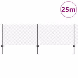 vidaXL Recinzione con pali. Grigio 0.8 x 25 m Acciaio - Vista aggiuntiva 3