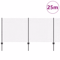 vidaXL Recinzione con pali. Grigio 1 x 25 m Acciaio - Vista aggiuntiva 3