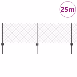 vidaXL Recinzione con pali. Grigio 0.6 x 25 m Acciaio - Vista aggiuntiva 3