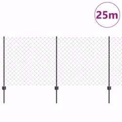 vidaXL Recinzione con pali. Grigio 1 x 25 m Acciaio - Vista aggiuntiva 3