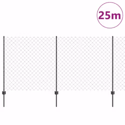vidaXL Recinzione con pali. Grigio 1.2 x 25 m Acciaio - Vista aggiuntiva 3