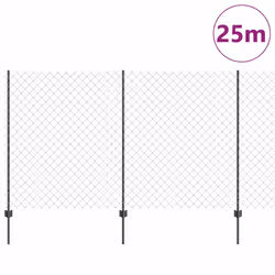 vidaXL Recinzione con pali. Grigio 1.4 x 25 m Acciaio - Vista aggiuntiva 3