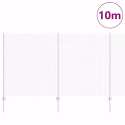 vidaXL Recinzione con pali. Argento 1.4 x 10 m Acciaio - Vista aggiuntiva 3