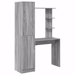 vidaXL Scrivania con Spazio di Archiviazione 2 pcs Grigio sonoma - Vista aggiuntiva 2