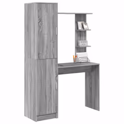 vidaXL Scrivania con Spazio di Archiviazione 2 pcs Grigio sonoma - Vista aggiuntiva 3