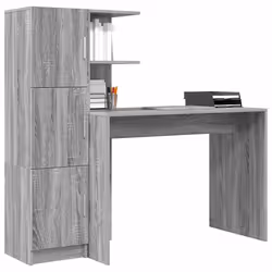 vidaXL Scrivania con Spazio di Archiviazione 2 pcs Grigio sonoma - Vista aggiuntiva 3
