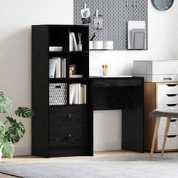 vidaXL Scrivania con Spazio di Archiviazione 2 pcs Rovere nero