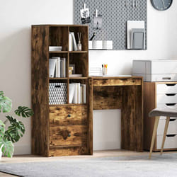 vidaXL Scrivania con Spazio di Archiviazione 2 pcs Rovere fumé