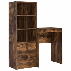 vidaXL Scrivania con Spazio di Archiviazione 2 pcs Rovere fumé - Vista aggiuntiva 2