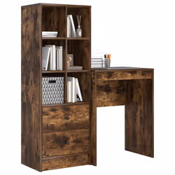 vidaXL Scrivania con Spazio di Archiviazione 2 pcs Rovere fumé - Vista aggiuntiva 3